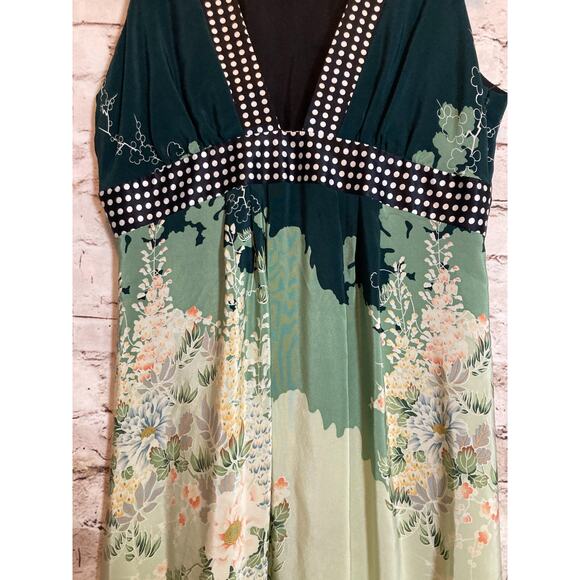 Anthropologie Corey Lynn Calter Silk Dress Women 8 Light Sage Green Mixed Prints - Picture 8 of 16